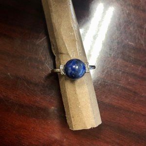 Lapis Diamond 10K White Gold Ring